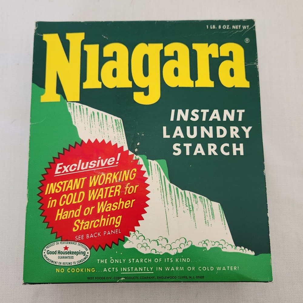 Vtg NOS Niagara Instant Laundry Starch Box Large Economy Size 1lb 8oz Prop Decor